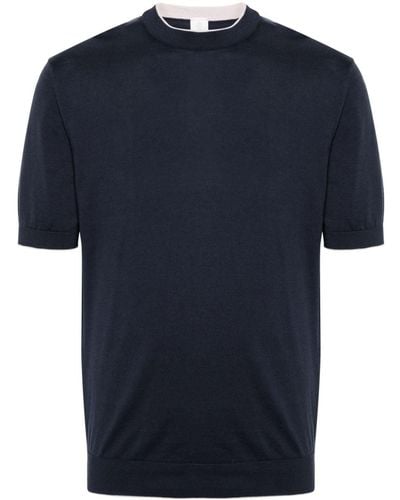 Eleventy Short-sleeve Cotton Sweater - Blue