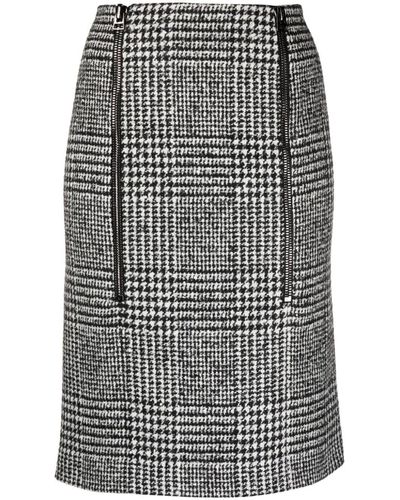 Tom Ford Prince Of Wales Pattern Zip-up Skirt - Grey