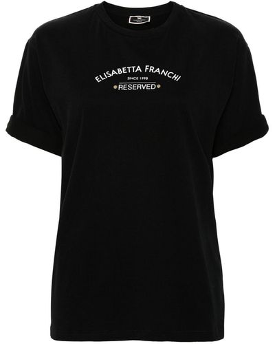 Elisabetta Franchi Logo-print cotton T-shirt - Schwarz