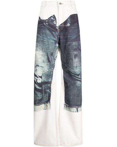 Jean Paul Gaultier Trompe L'oleil Jeans-print Trousers - Blue