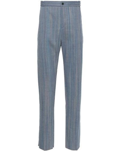 Etro Stripe-jacquard Tapered-leg Pants - Blue