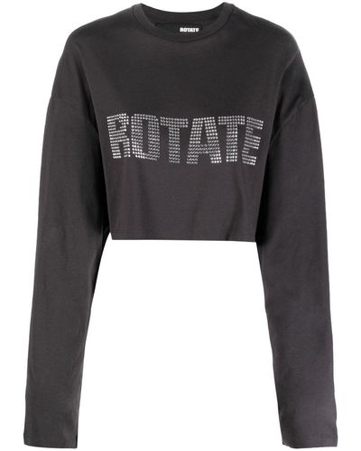 ROTATE BIRGER CHRISTENSEN Logo-print Cropped Sweatshirt - Black