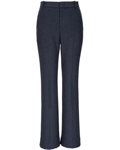 Vince Chalk-stripe Straight-leg Trousers - Blue