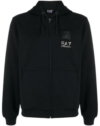 EA7 Logo-print Hooded Jacket - Black