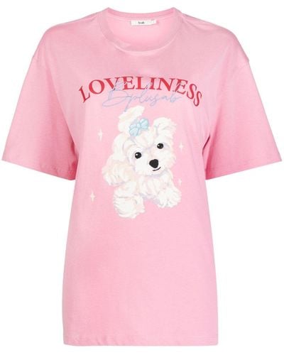 B+ AB Graphic-print Cotton T-shirt - Pink