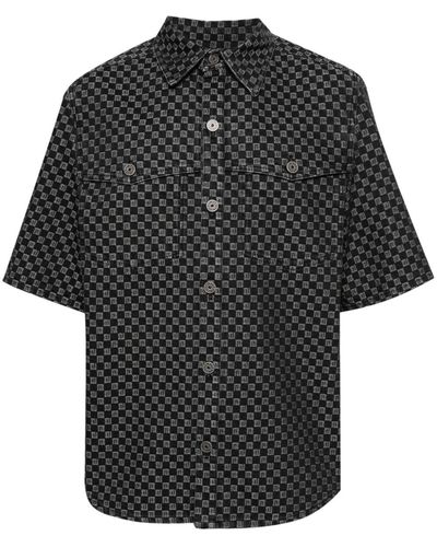 Balmain Katoenen Overhemd Met Monogram Jacquard - Zwart