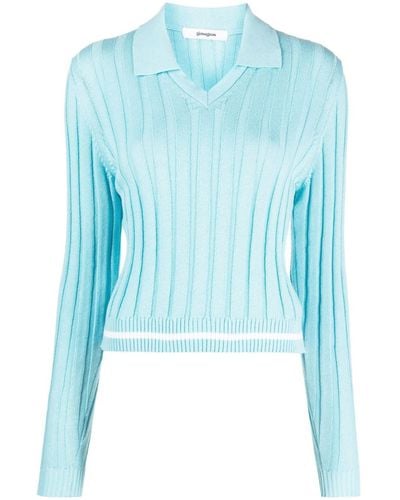 GIMAGUAS Elbow-patch Knitted Top - Blue