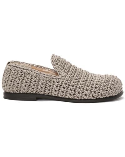 JW Anderson Logo-tag Crochet Loafers - Gray
