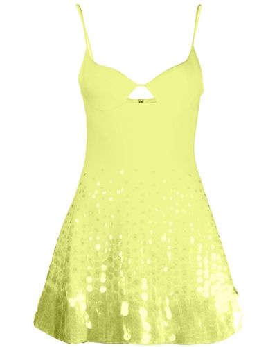 David Koma Embroidered A Line Cami Mini Dress - Yellow