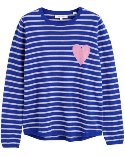 Chinti & Parker Heart Breton Striped Sweater - Blue