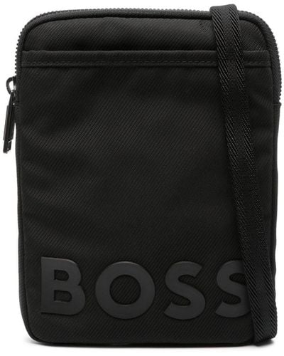 BOSS Rubberised-logo Messenger Bag - Black