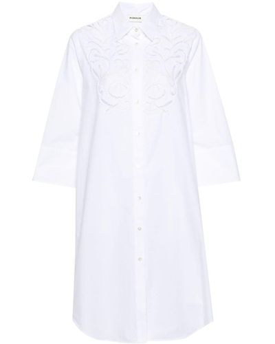 P.A.R.O.S.H. Broderie-anglaise Detailed Shirt Dress - White