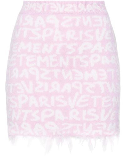 Vetements Monogram-jacquard Merino Miniskirt - Pink