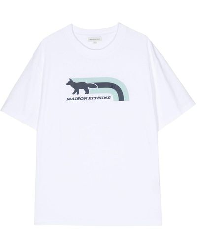 Maison Kitsuné T-Shirt mit Flash Fox-Print - Weiß