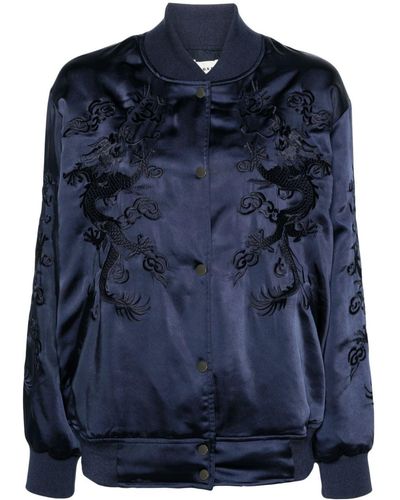 P.A.R.O.S.H. Dragon-embroidered Bomber Jacket - Blue