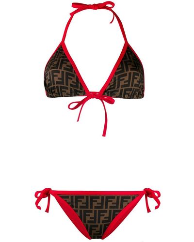 Fendi Ff Pattern Bikini - Red