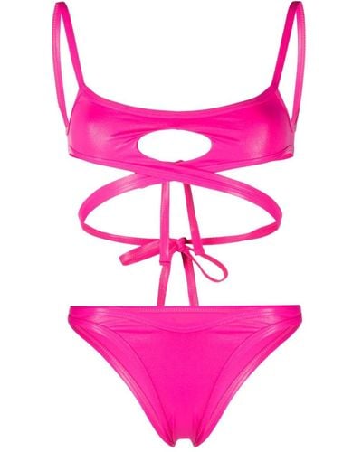 The Attico Bikini con aberturas y diseño cruzado - Rosa
