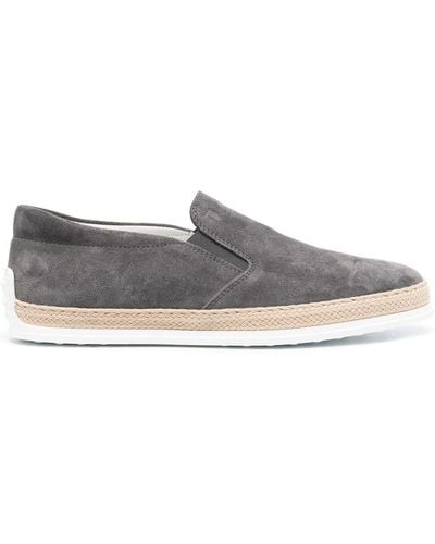 Tod's Suede Slip-on Loafers - Grey