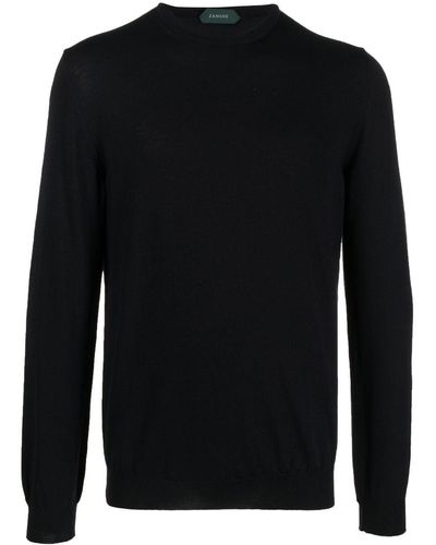 Zanone Crew-neck Long-sleeve Sweater - Black