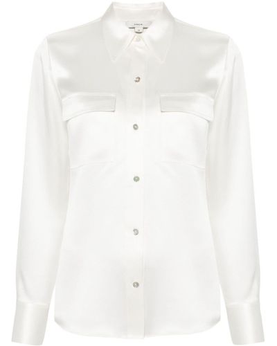 Vince Klassisches Hemd aus Seide - Weiß