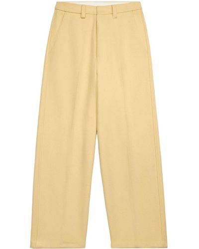 Ami Paris Mid-rise Wide-leg Trousers - Yellow