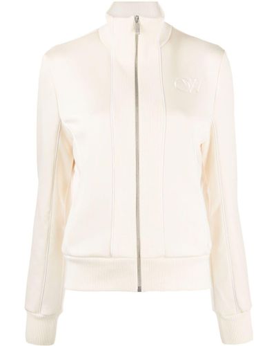 Off-White c/o Virgil Abloh Logo-embroidered Zip-up Jacket - Natural