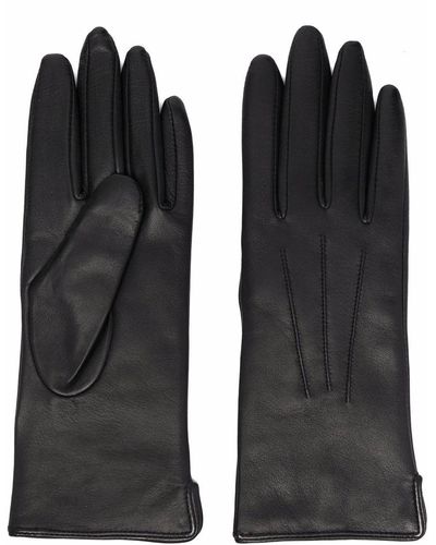 Aspinal of London Handschuhe mit Ziernähten - Schwarz