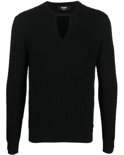 Fendi Ribbed-knit Virgin Wool Sweater - Black