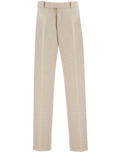 Ferragamo Straight-leg Linen Pants - Natural