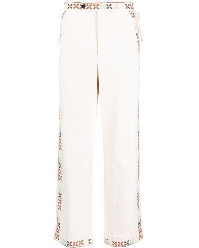Bode Neutral Prisma Embroidered Straight-leg Pants - Men's - Cotton - White