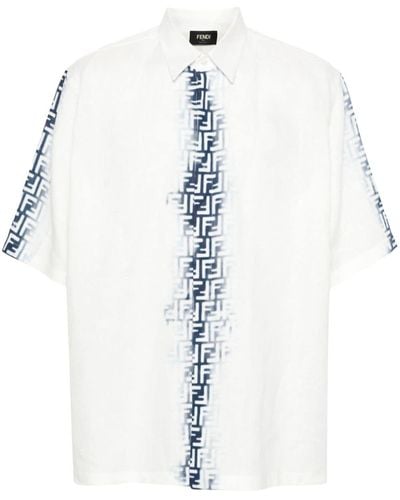 Fendi Ff-motif Linen Shirt - White
