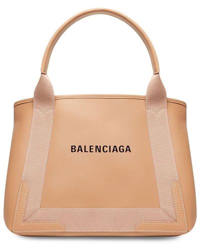 Balenciaga Cabas Leather Tote Bag - Natural