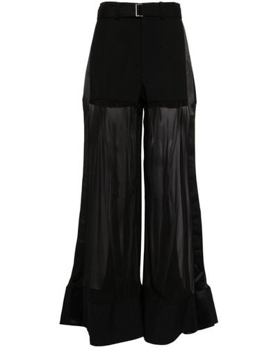 Sacai High-waisted Silk Trousers - Black