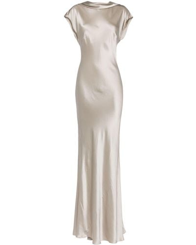 Michelle Mason Robe longue à dos ouvert - Blanc