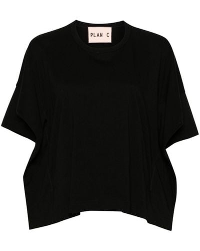 Plan C Seam-detail Cotton T-shirt - Black