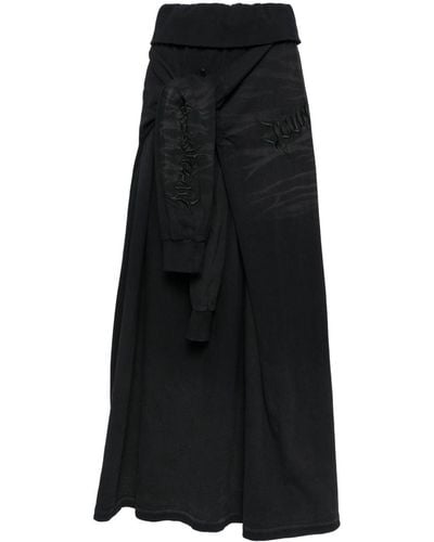 Juun.J Sweatshirt Cotton Maxi Skirt - Black