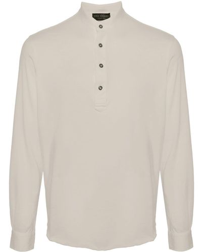 Dell'Oglio Long-sleeve cotton Henley shirt - Weiß