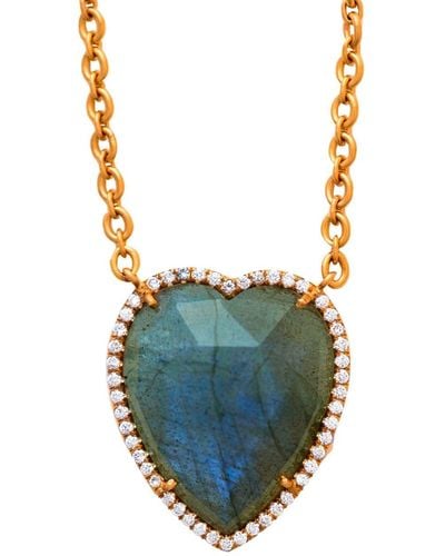 Irene Neuwirth Collier Love en or rose 18ct à pendentif serti de diamants - Bleu