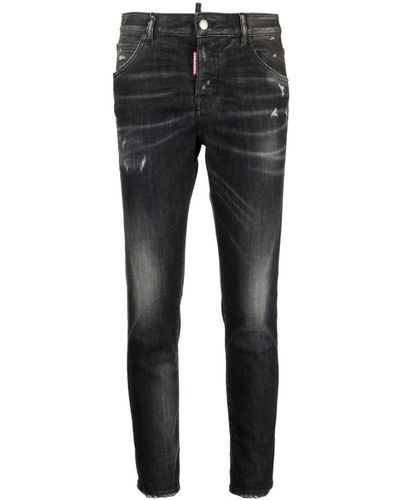 DSquared² Cropped-Skinny-Jeans - Grau