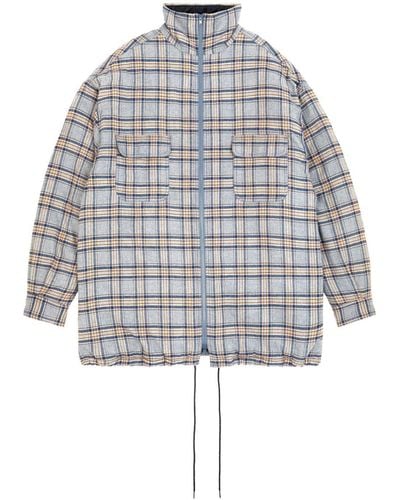 MM6 by Maison Martin Margiela Checked Quilted Oversized Jacket - Grey