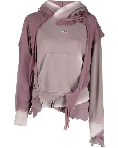 DIESEL Deconstructed-design Cotton Hoodie - Purple