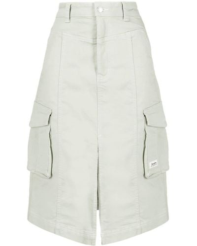 Izzue Flap-pockets A-line Midi Skirt - White
