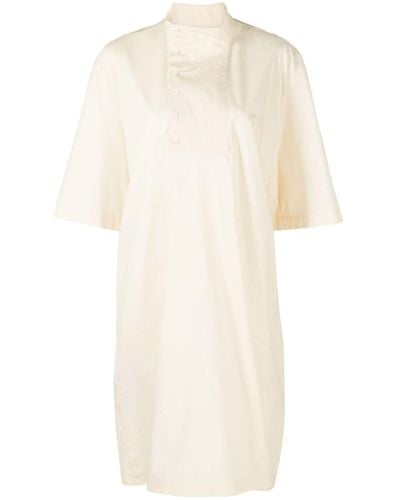 Lemaire Robe en coton à col montant - Blanc