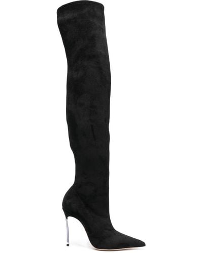 Casadei Blade 110mm Thigh-high Suede Boots - Black