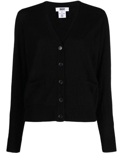 DKNY Cardigan en laine à manches longues - Noir