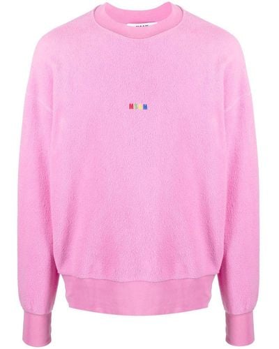 MSGM Logo-embroidered Fleece Sweatshirt - Pink