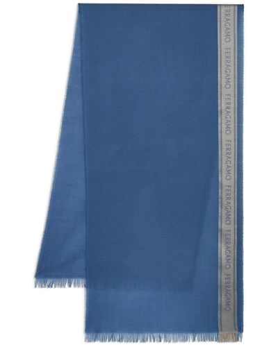 Ferragamo Schal in Colour-Block-Optik - Blau