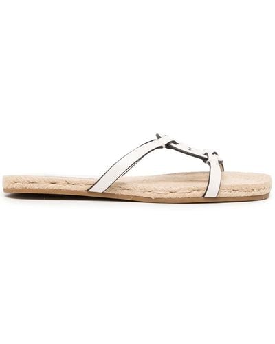 Tory Burch Miller Leather And Jute Sandals - White