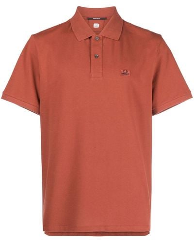 C.P. Company Logo-patch Cotton Polo Shirt - Orange