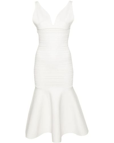 Victoria Beckham Frame Detail Ribbed Dress - White